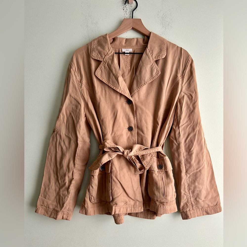 J Jill Tencel Tie Waist Classic Stylish Light Trench Jacket